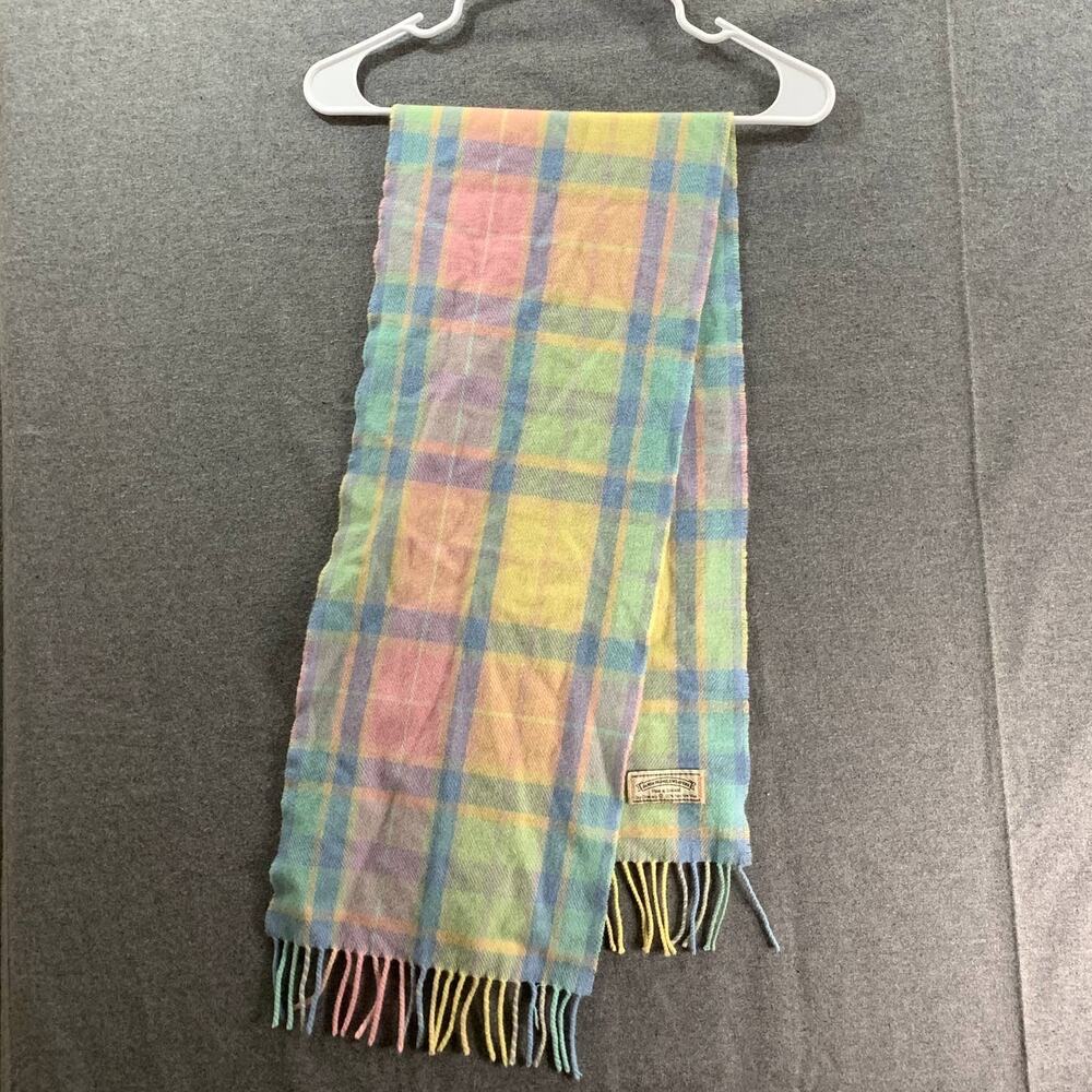 James Pringle Weavers 100% Pure New Wool Multicolor Plaid Scarf made in Scotland